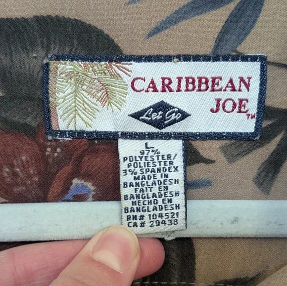 Caribbean Joe Tan Floral Shirt - Picture 2 of 3